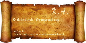 Kubicsek Armandina névjegykártya